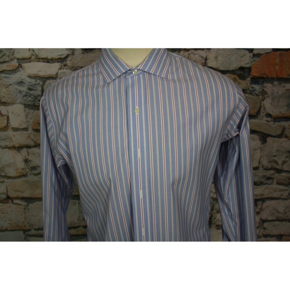 Brooks Brothers Striped Dress Shirt Long Sleeve Button Down Blue Pink Size XL - Picture 8 of 10